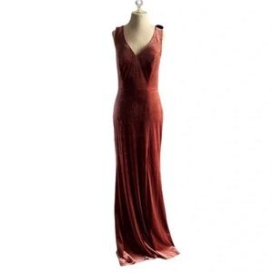 Revelry Asher Velvet Bridesmaid Dress Size 8 Color: Terracotta Velvet